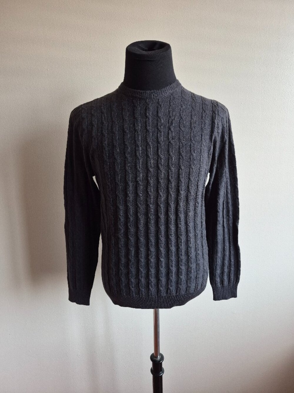 NEW Stenstroms Men's Camel Merino Wool Cable Black Sweater Size M
